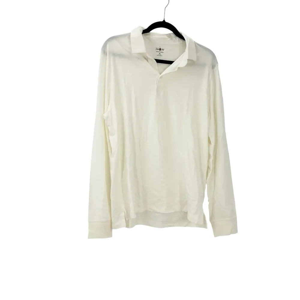 J. Crew Slim Fit Sueded Cotton Polo Shirt Ivory Classic Men's Size M NWOT